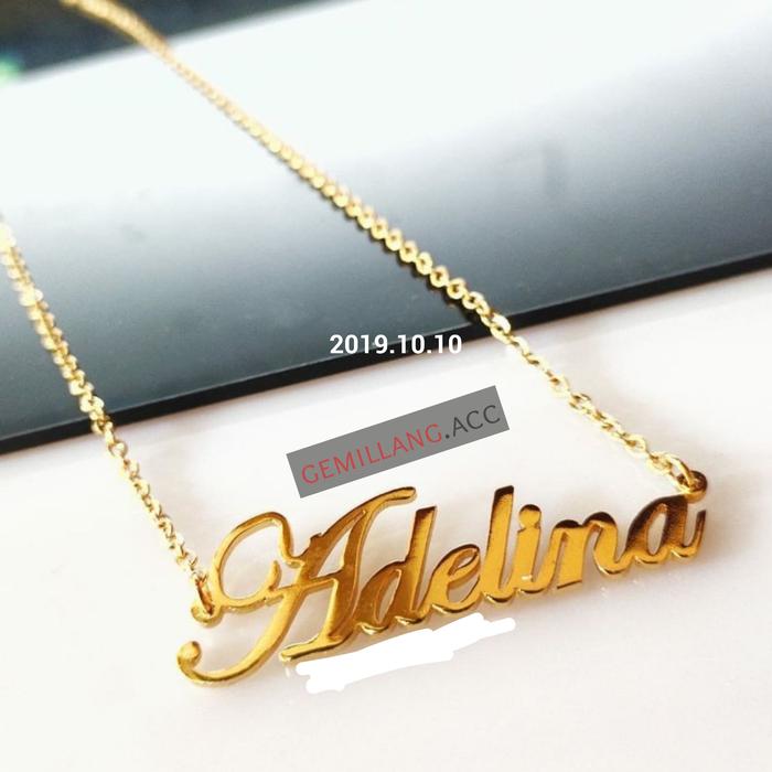 kalung nama anti karat dan lapis emas - Putih