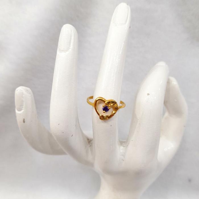 CP1742F222F cincin emas love waru permata biru blue emas kuning asli