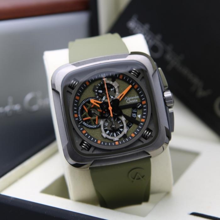 JAM TANGAN PRIA ALEXANDRE CHRISTIE AC 6577 AC6577 BLACK GREEN ORIGINAL