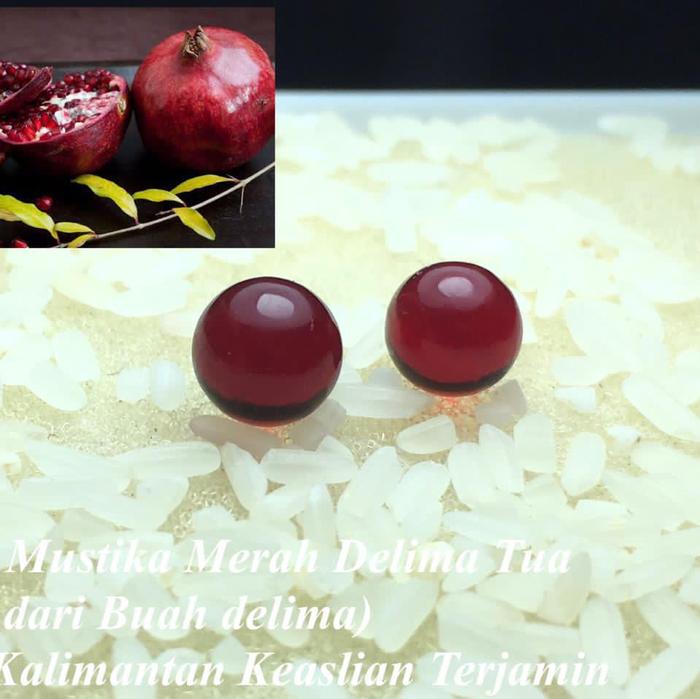 Batu Alami Merah Delima Tua Asli Sepasang Pengantin Bulat Langka