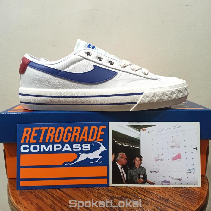 Sepatu Compass Retrograde Low White Blue 35 36 37 38 39 40 41 42 43 44