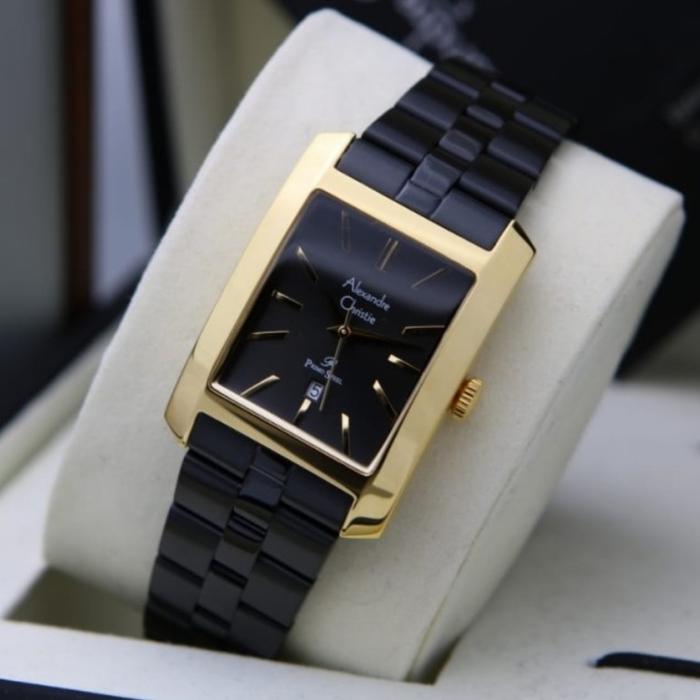 Jam Tangan Wanita Alexandre Christie Original AC1022 Black Gold