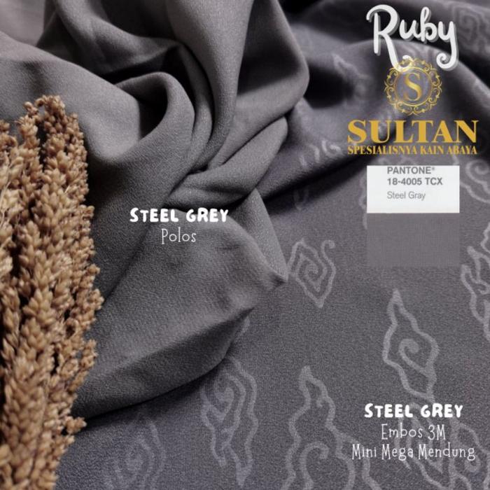 50CM EMBOS 3M RUBY WOLLYCREPE WARNA STEEL GREY KAIN SULTAN