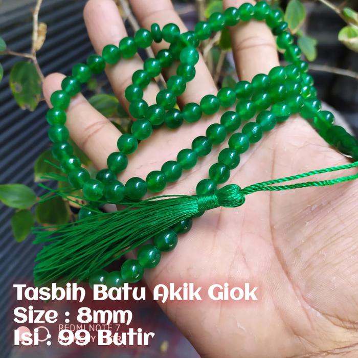 Tasbih batu 8mm tasbih batu giok hijau asli tasbih batu giok original