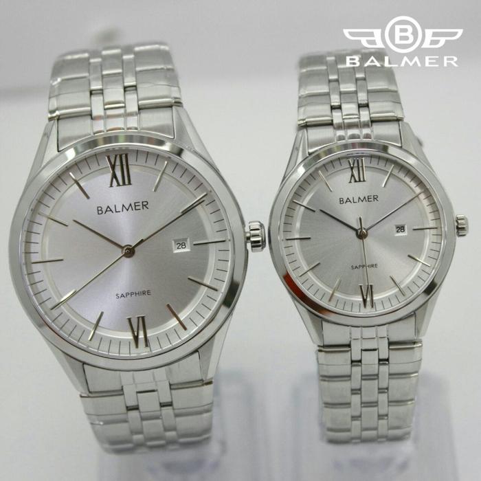 Jam Tangan COUPLE Balmer 7963 BJ Silver original