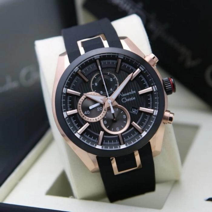 Jam Tangan Analog Pria Alexandre Christie Ac 6582 Mc Rubber Solid Stee