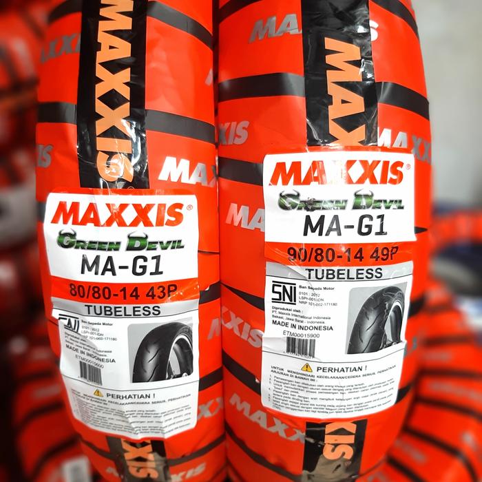 BAN MAXXIS GREEN DEVIL 80/80-14+90/80-14 SEPASANG TUBELESS
