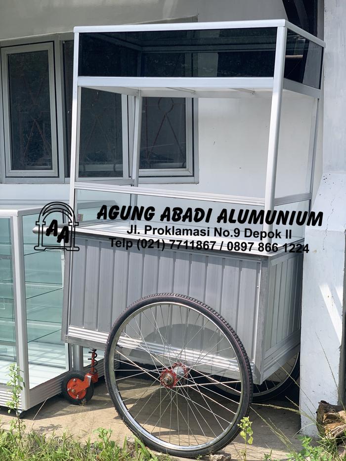 Gerobak Alumunium Dorong Keliling Roda Sepeda Becak