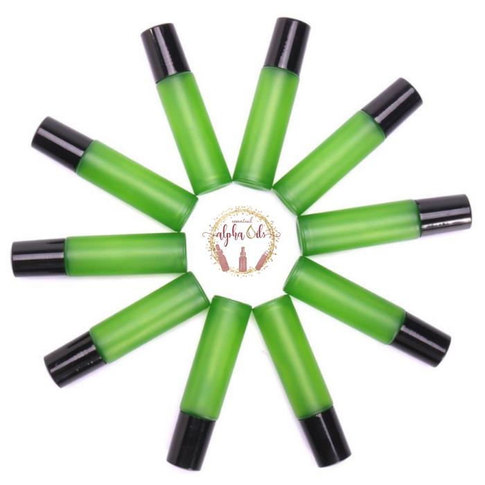 Frosted Lux Botol Roller Essential Oil 10ml Kaca Tebal Hijau IMPORT