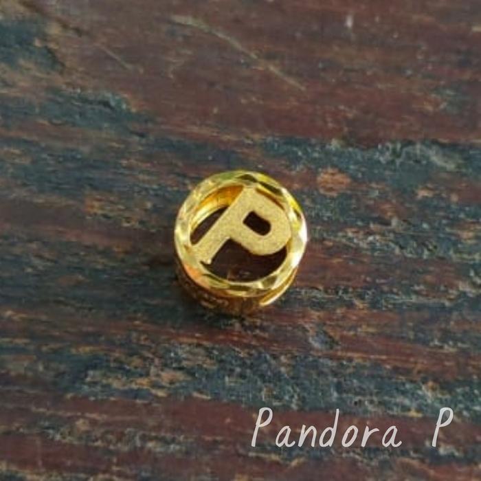 Liontin Huruf P Bulat Mata Kalung Bandul Mata Gelang Asli Kadar 875