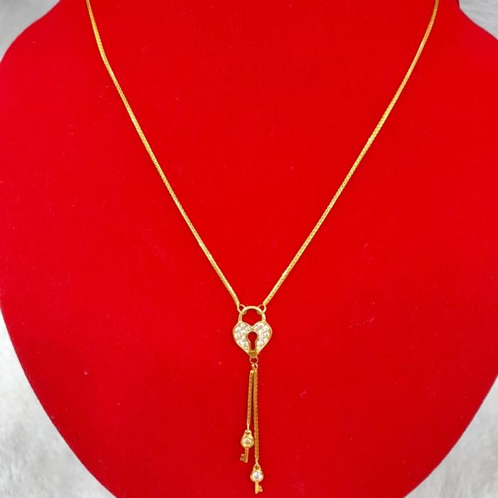 KL382JM111JM kalung emas asli italy liontin kunci gembok love permata
