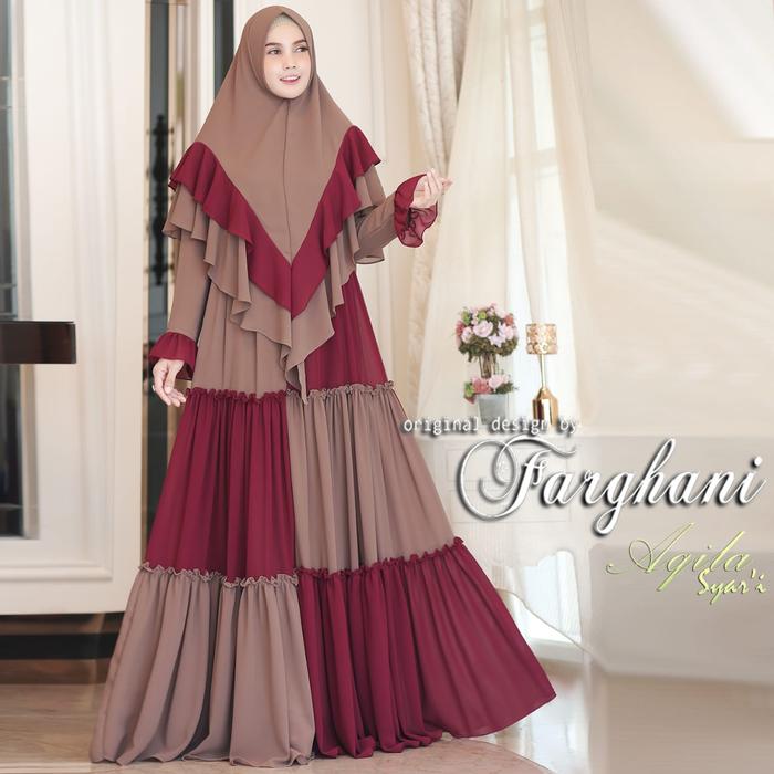 ORIGINAL Gamis Syari Aqila Set by Farghani / gamis polos ceruty busui