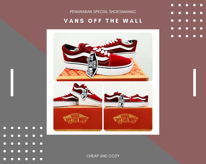 Sepatu Kasual Vans OS Old Skool Maroon Merah Sneakers grade orie Merah