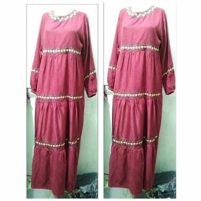 GAMIS CODORAY BORDIR MARUN LD 100CM PJ 132CM.
