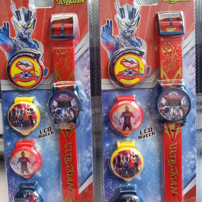 Jam tangan anak ultraman paket ganti kepala 3 in 1