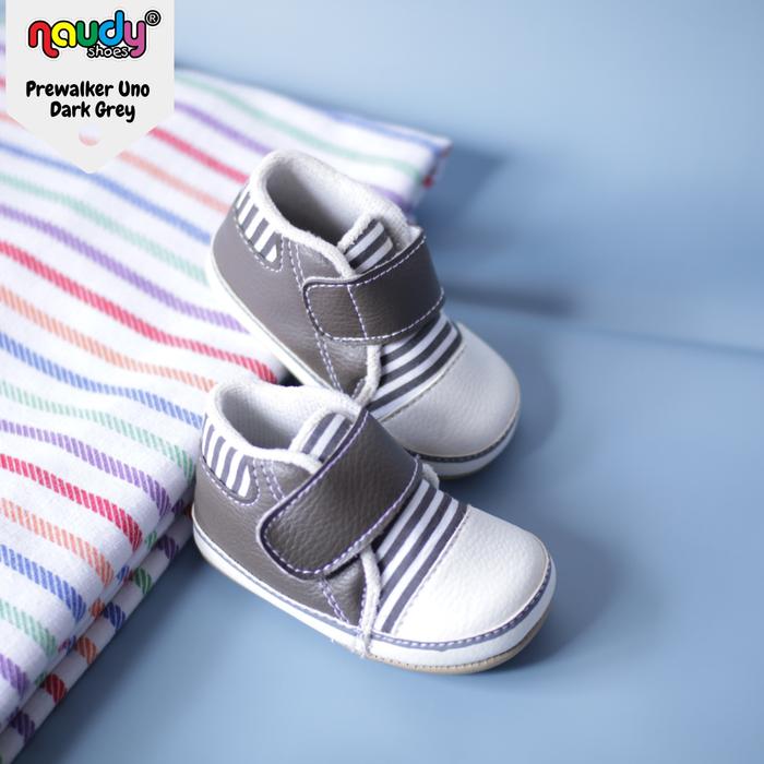 Prewalker - Sepatu Bayi | Naudy Baby Shoes | Uno | Dark Grey