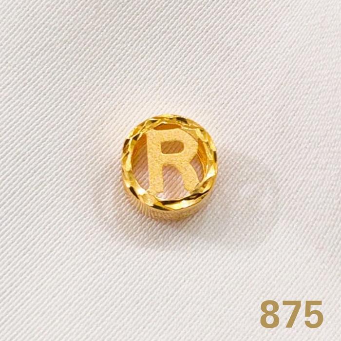 Liontin Huruf R Bulat Mata Kalung Bandul Mata Gelang Asli Kadar 875