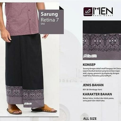 sarung retina 7 - sarung rabbani - sarung dewasa hitam abu palestine