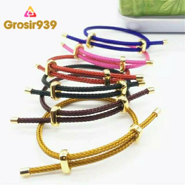 bahan gelang huruf emas hongkong kawat wire rope inisial huruf