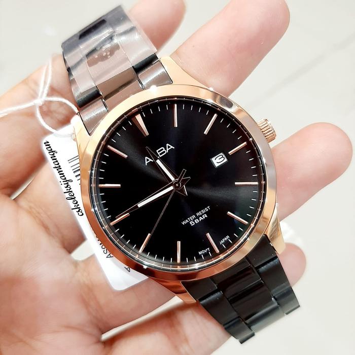 JAM TANGAN PRIA ALBA AS9M30X1 AS9M30 BLACK ROSEGOLD ORIGINAL GARANSI