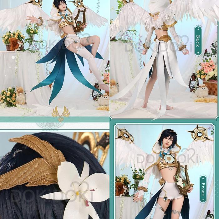 Venti archon god costume wig weapon cosplay genshin impact