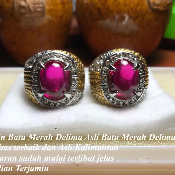 Cincin Batu Merah Delima Pengantin Sepasang Asli XSII