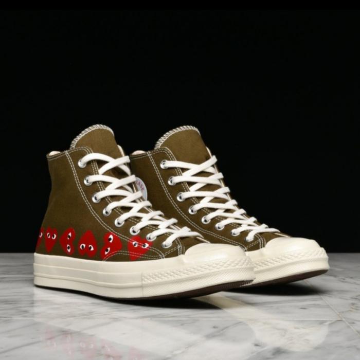 Converse CT 70s High X CDG PLAY MULTI HEART GREEN Originals Sneakers