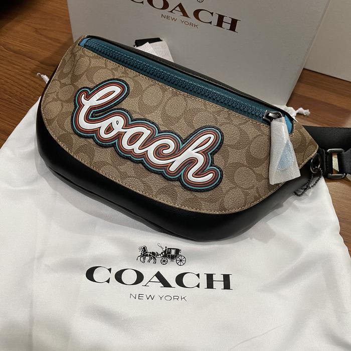 Coach Warren Bag Belt In Signature Canvas Coach Script Tosca List