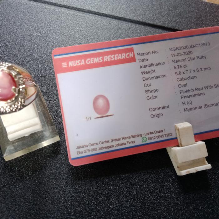batu mulia Ruby star top quality plus memo