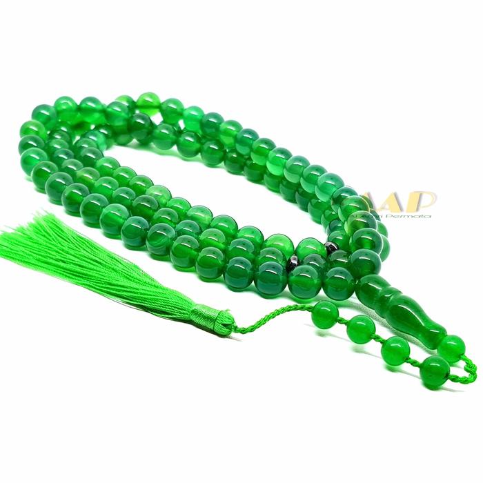 tasbih batu akik green chalcedony bacan garut 99 butir GARANSI ASLI !!