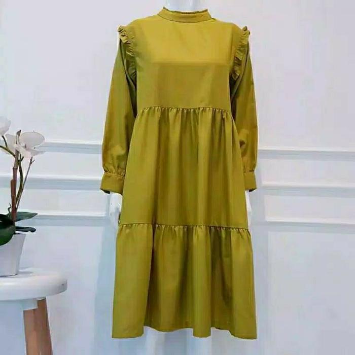 Nahla Tunik / Tunik Rempel Kerut Polos / Baju Atasan Wanita Katun Toyo