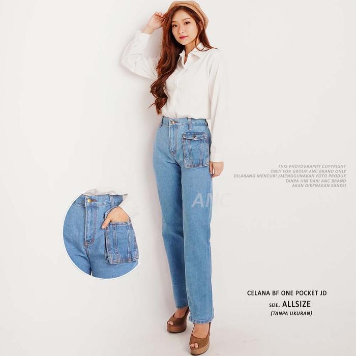 Celana Boyfriend Long Jeans - Celana BF One Pocket JD