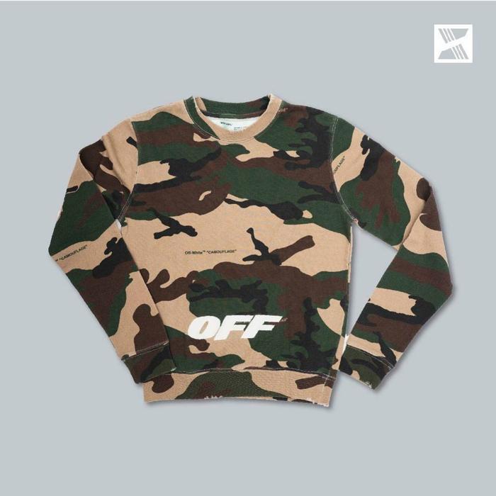 Off White FW 18 Camo Crewneck Sweater 100% Original
