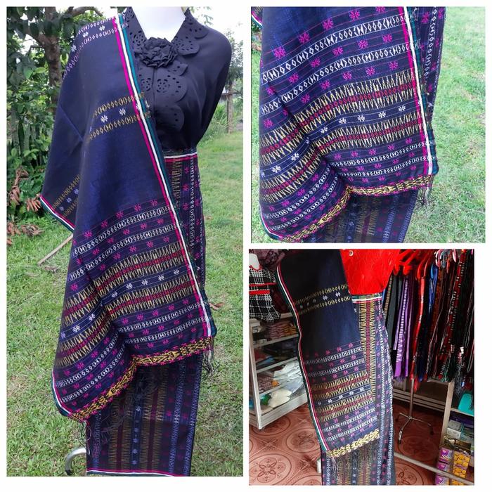 SONGKET PUCCA BINTIK ASLI TENUN TANGAN TARUTUNG NAVY MANDAR PESTA