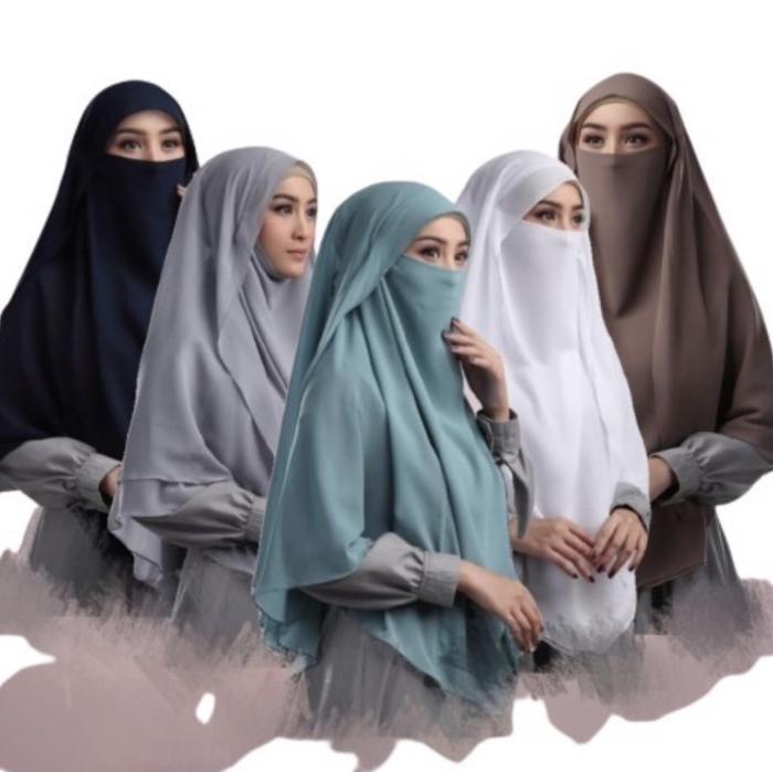KHIMAR HIJAB NIQAB SITI AISYAH TWO IN ONE ORI /Khimar Hijab Jilbab Ke