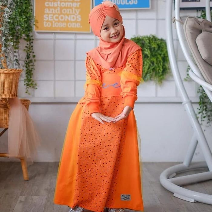 Gamis dee-eem kombinasi kain tile