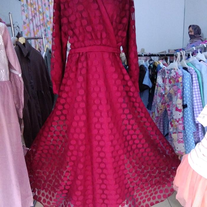 long dress ozias polka lora bulat polkadot