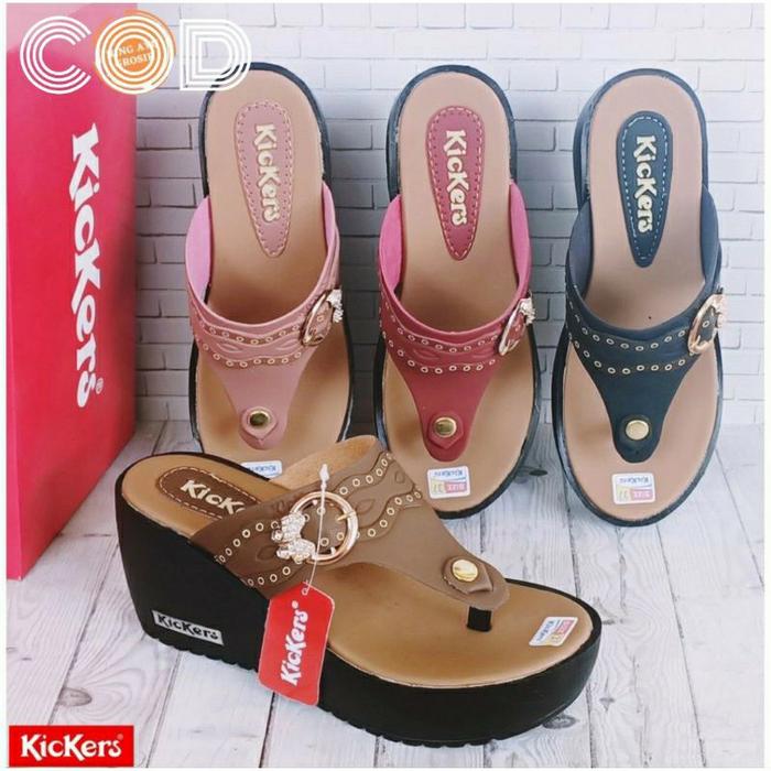 sandal wedges cewek terbaru wanita merk kickers new dewasa remaja
