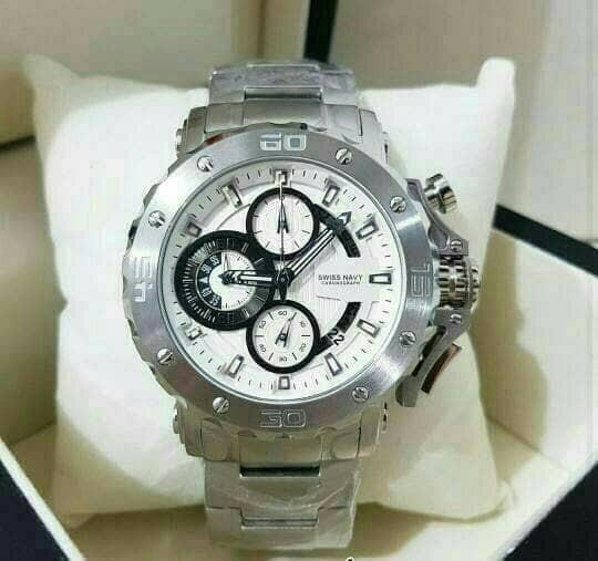 jam tangan Pria SWISS NAVY 8932 silver ring black chronograph