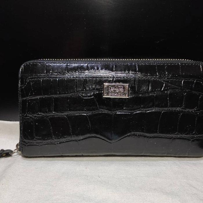 (100% ORIGINAL ) Coach Long Wallet Original Preloved (Dompet)-Black