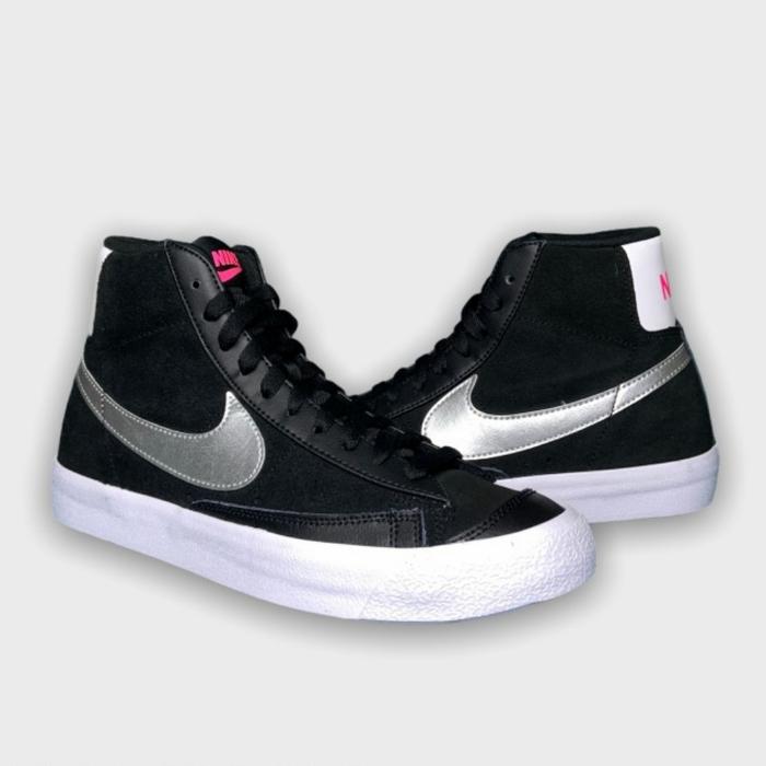Nike Blazer Mid 77 Vintage Black Suede Metalic Silver Originals Sneake