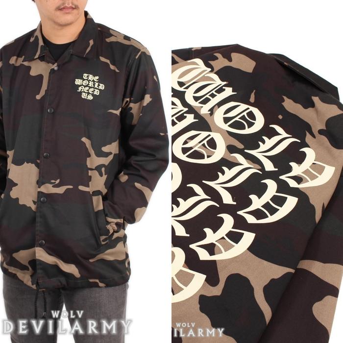 NEW! COACH JACKET WOLV / WINDBREAKER / JAKET PRIA CANVAS CAMO LORENG