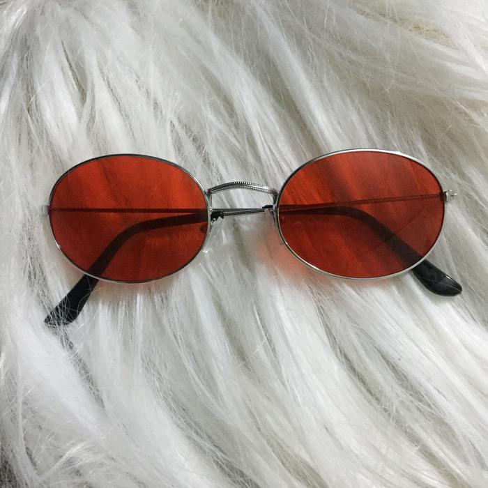 Obral kacamata oval bulat sunglasses brown mirror hitam merah unisex