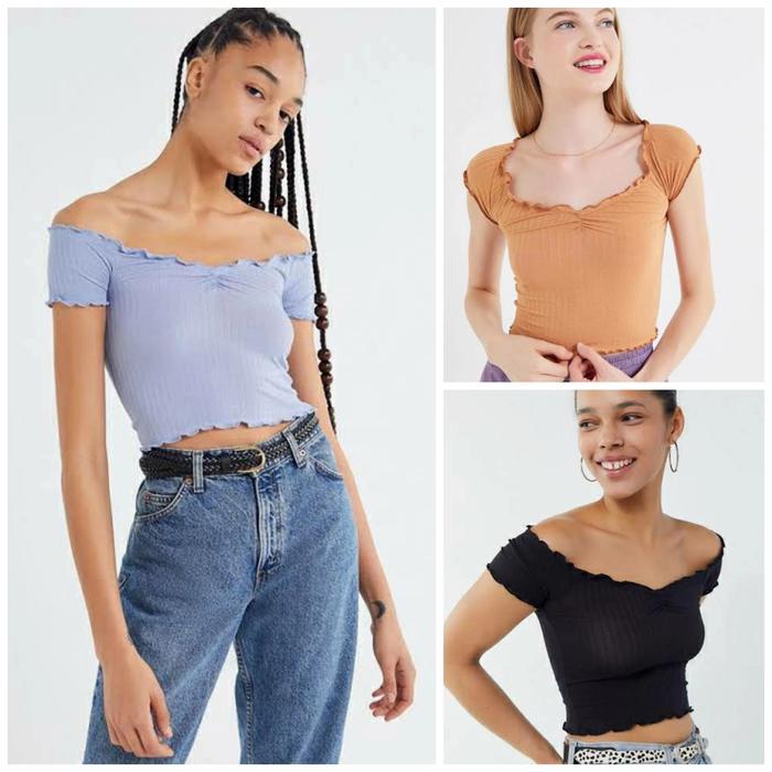 URBAN OUTFITTERS OFF SHOULDER CROP TOP