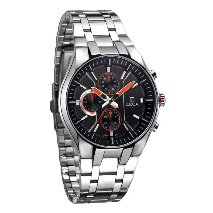 Zeca Jam Tangan Pria Stainles Analog Original - 234M Silver Black