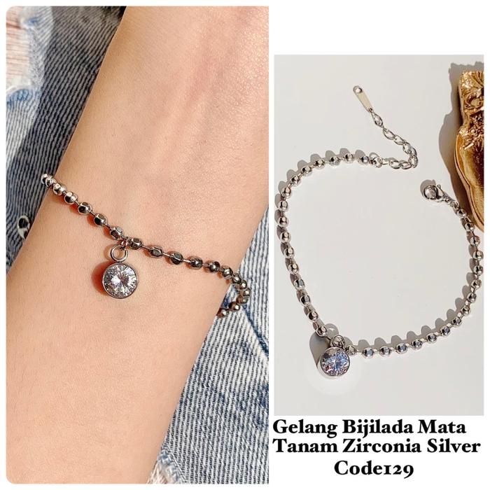 Gelang biji lada diamond impor/gelang tangan biji lada/gelang silver