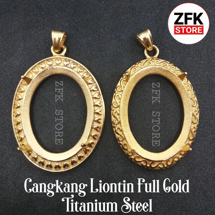 Emban Cangkang Liontin Full Gold Titanium Steel