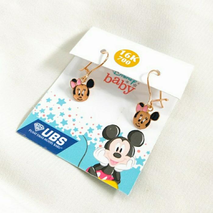 Anting Disney lucu boneka cantik keren Hadiah anak Perhiasan Emas Asli