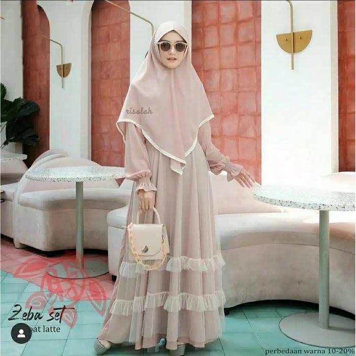 CE Maxidress Syari/Gamis Syari Lebaran Set Khimar Terbaru Ziba