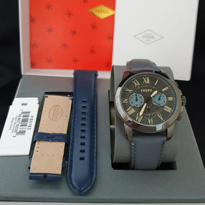 Jam Tangan Pria Fossil Grant FS 4885 5183 4991 5151 5241 Fullset Tali